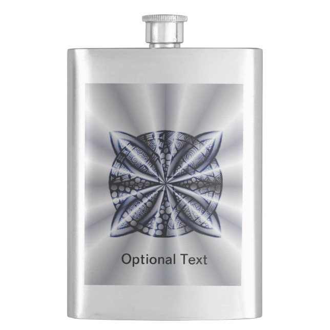 Celtic Knot Blue Tangled Doodle Design Hip Flask (Front)