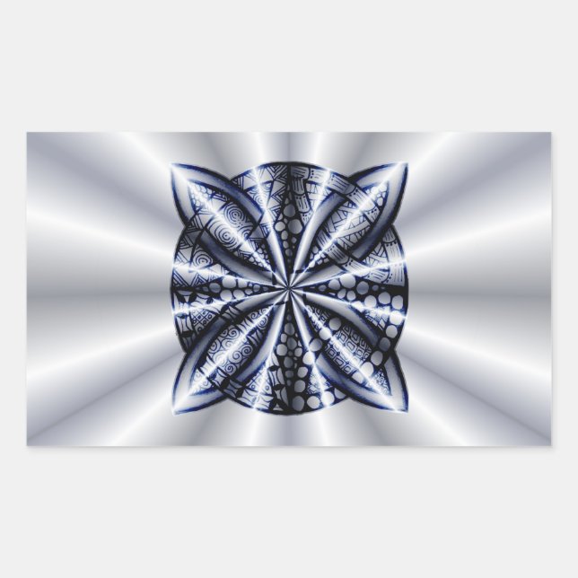 Celtic Knot Blue Tangled Doodle Design Rectangular Sticker (Front)