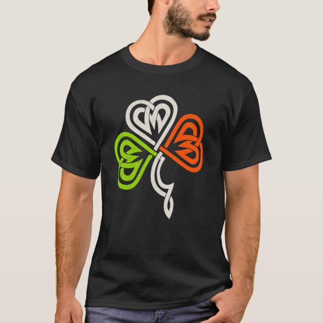 Celtic Knot C Irish Flag Colours for St Patrick's  T-Shirt (Front)