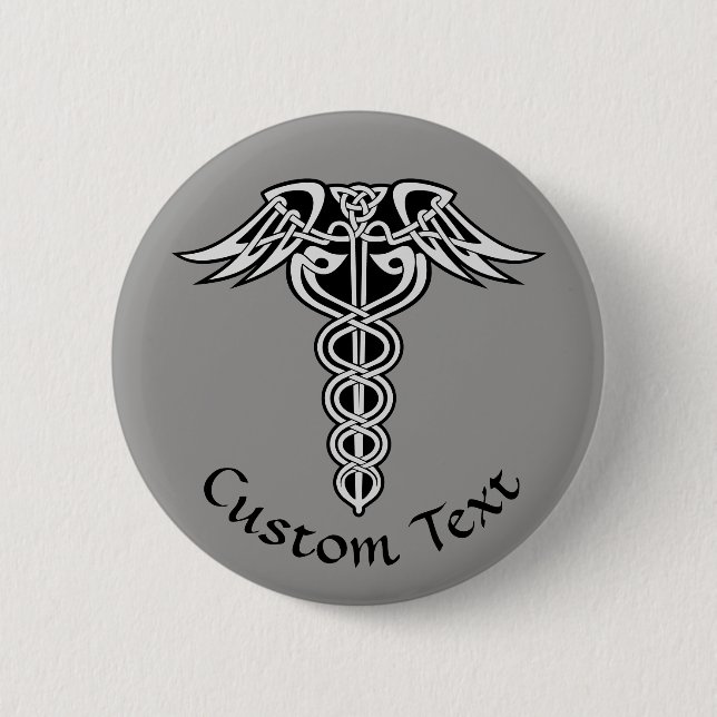 Celtic Knot Caduceus 6 Cm Round Badge (Front)