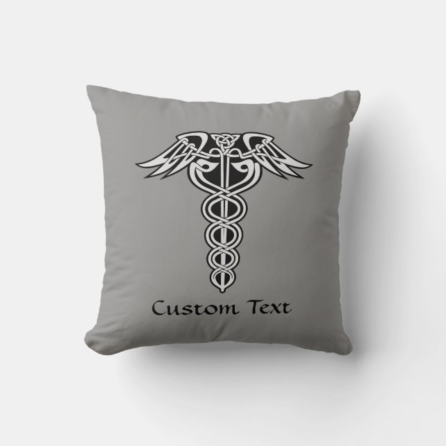 Celtic Knot Caduceus Cushion (Front)