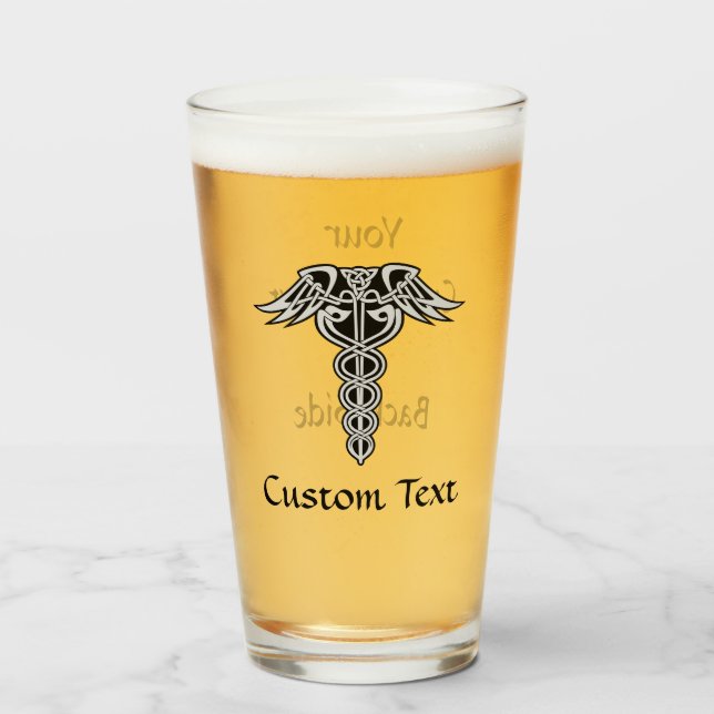 Celtic Knot Caduceus Glass (Front Filled)