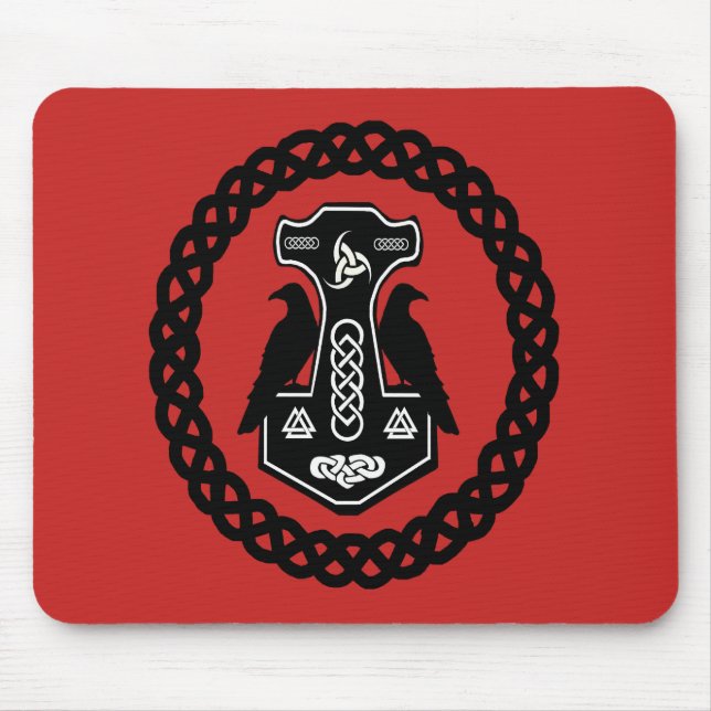 Celtic Knot Circle Thor's Hammer Mouse Pad (Front)