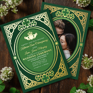 Celtic Knot Claddagh Shamrock Wedding Green Photo