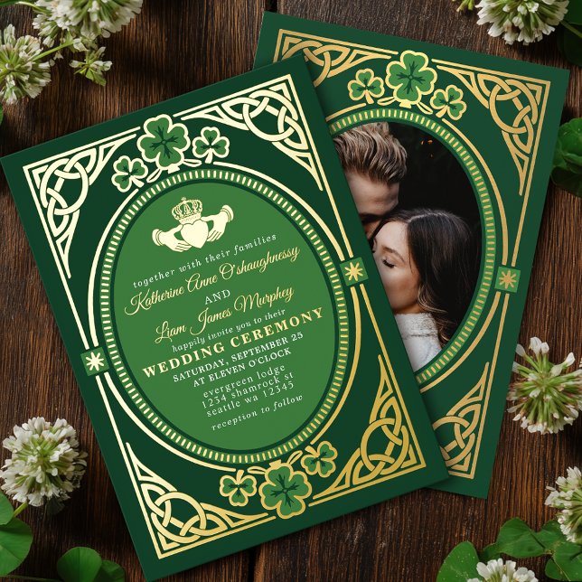 Celtic Knot Claddagh Shamrock Wedding Green Photo (Creator Uploaded)