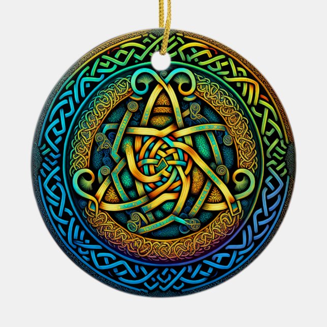 Celtic Knot Colourful Knotwork Ceramic Ornament (Front)