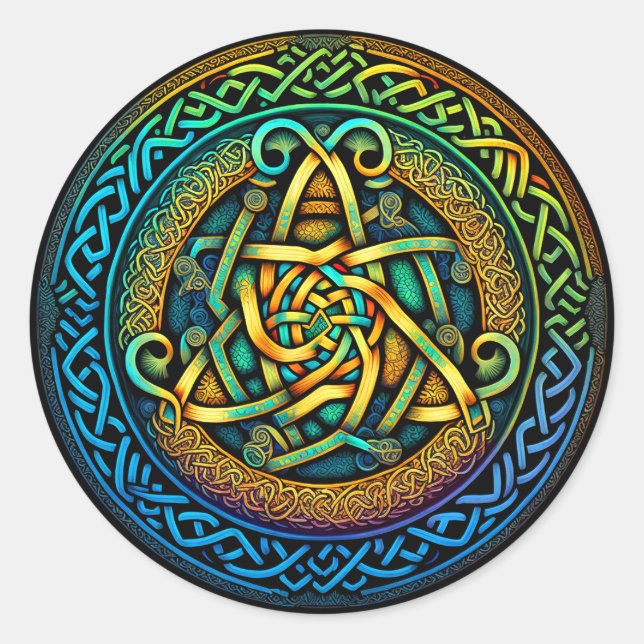 Celtic Knot Colourful Knotwork Classic Round Sticker (Front)