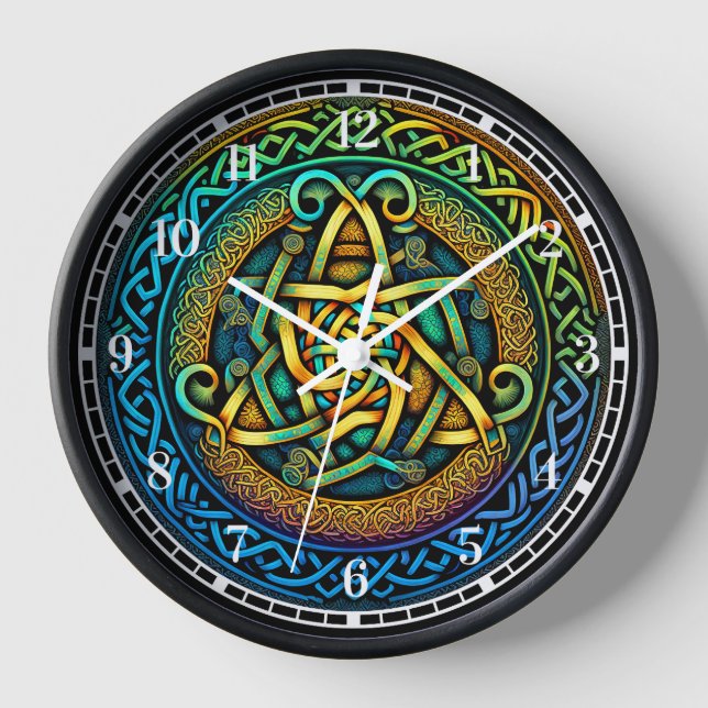 Celtic Knot Colourful Knotwork Clock (Front)