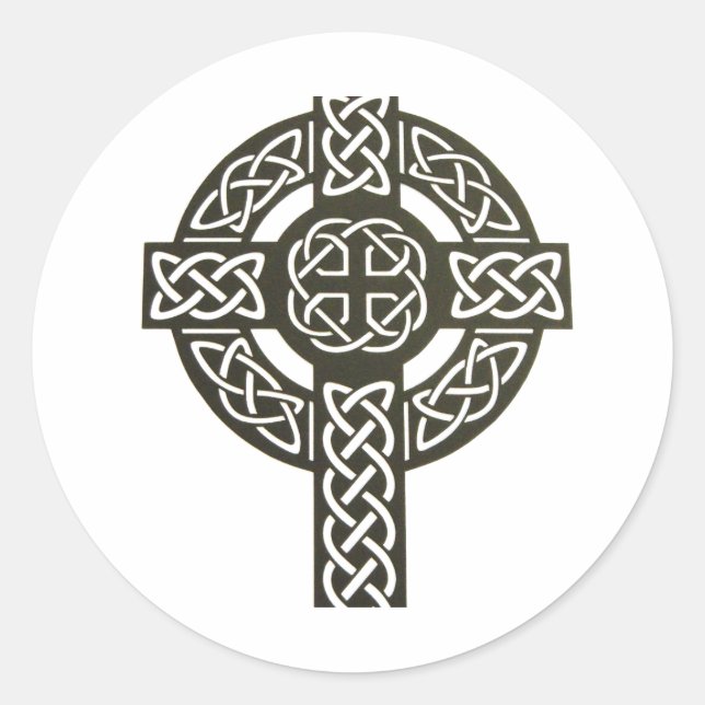 Celtic Knot Cross Classic Round Sticker (Front)