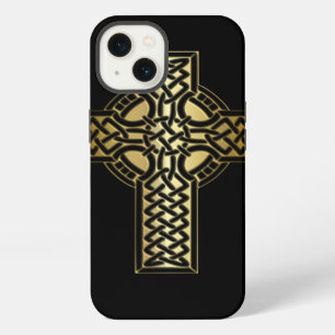 Celtic Knot Cross in Gold and Black iPhone 13 Case