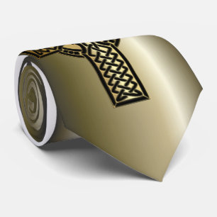 Celtic Knot Cross in Gold and Black Tie
