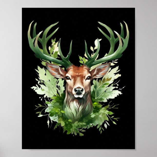 Celtic Knot Deer Irish Elk Green St. Patrick's Day Poster (Front)