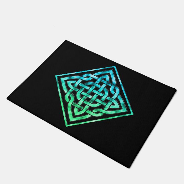 Celtic Knot - Diamond Blue Green Doormat (Angled)