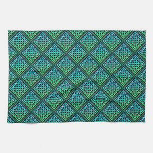 Celtic Knot - Diamond Blue Green Tea Towel