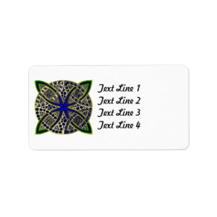 Celtic Knot Doodle Green Blue Label