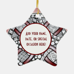 Celtic Knot Doodle Maroon Red Ceramic Ornament