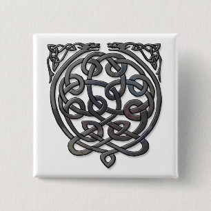 Celtic Knot Dragons – Black Chrome 15 Cm Square Badge