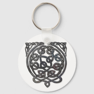 Celtic Knot Dragons – Black Chrome Key Ring