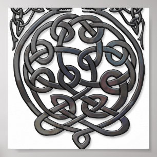 Celtic Knot Dragons – Black Chrome Poster