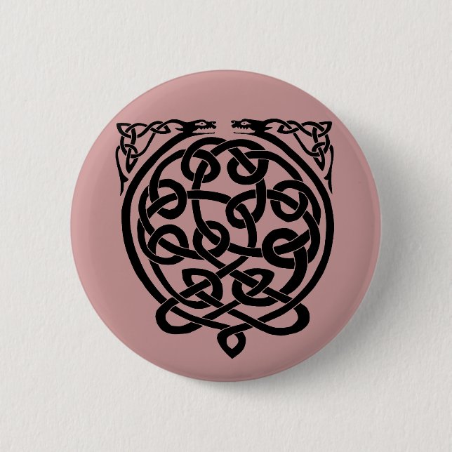 Celtic Knot Dragons – Black & White 6 Cm Round Badge (Front)