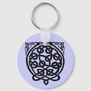 Celtic Knot Dragons – Black & White Key Ring