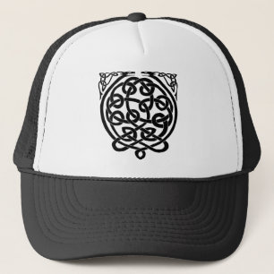 Celtic Knot Dragons – Black & White Trucker Hat