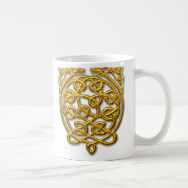Celtic Knot Dragons – Gold Coffee Mug (Right)