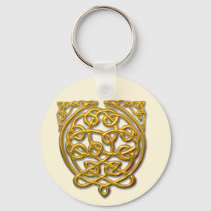 Celtic Knot Dragons – Gold Key Ring