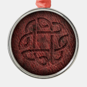 Celtic knot embossed leather metal ornament