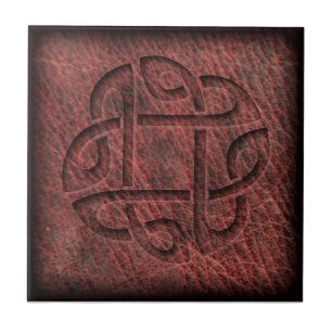 Celtic knot embossed leather tile