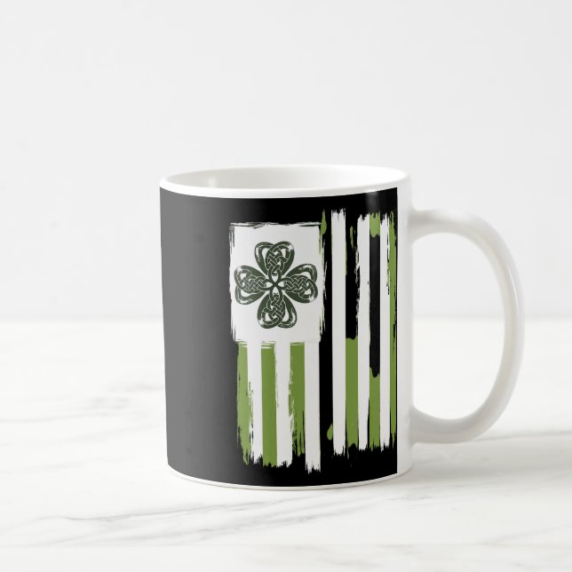 Celtic Knot Four Leaf Clover Stripes Design St Pat Coffee Mug (Right)