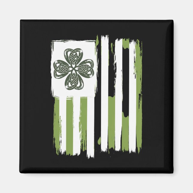 Celtic Knot Four Leaf Clover Stripes Design St Pat Magnet (Front)