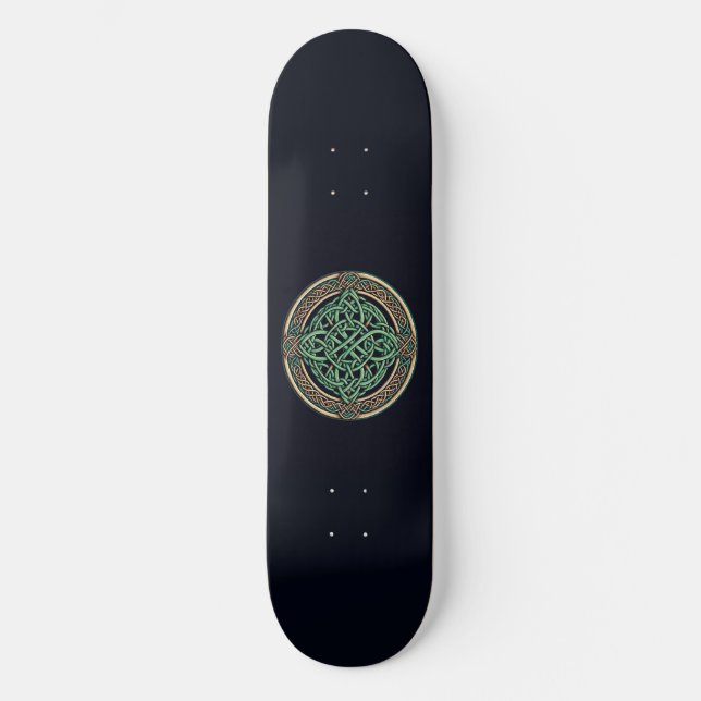 Celtic Knot Green Emblem Skateboard (Front)