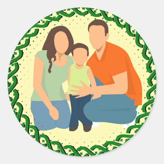 Celtic Knot Green Frame  Classic Round Sticker (Front)