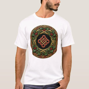 Celtic Knot Holly Christmas Wreath T-Shirt