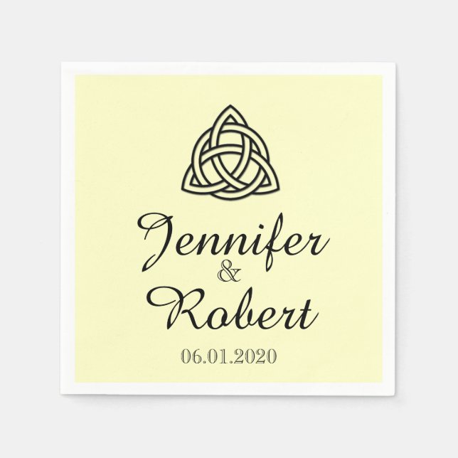 Celtic Knot in Black and Ivory Wedding Napkin (Front)