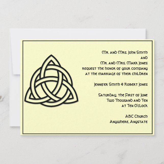 Celtic Knot in Black Ivory Wedding Invitation (Front)