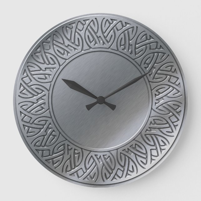 Celtic Knot in brushed silver Large Clock (Front)