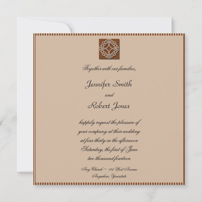 Celtic Knot in Cream and Rust Wedding Invitation (Front)