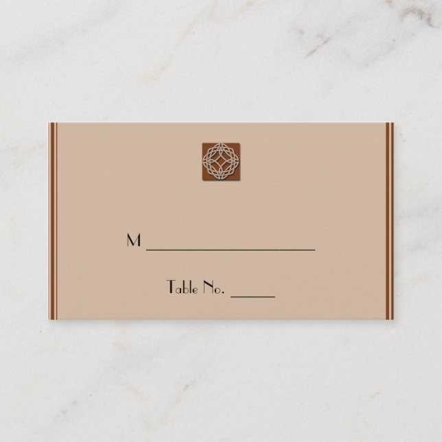 Celtic Knot in Cream and Rust Wedding Place Cards (Front)