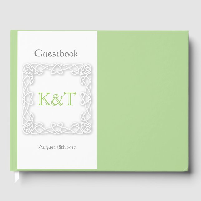 Celtic Knot Initials - Customise Background colour Guest Book (Front)