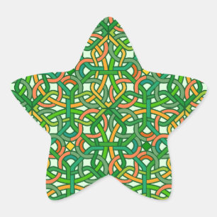 Celtic Knot Irish Braid Pattern Green Pretty Star Sticker