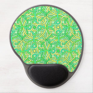 Celtic Knot Irish Braid Pattern Green Yellow Gel Mouse Pad