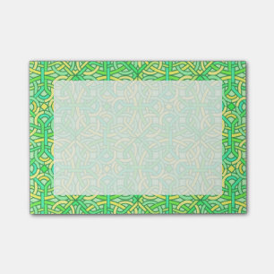 Celtic Knot Irish Braid Pattern Green Yellow Post-it Notes