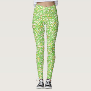 Celtic Knot Irish Braid Pretty Green Cream Pattern Leggings