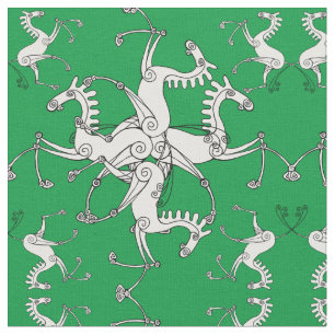 Celtic knot Irish horses prancing Fabric