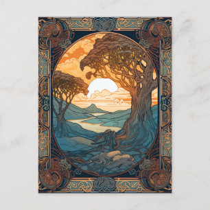 Celtic Knot Landscape Tree Knotwork Postcard