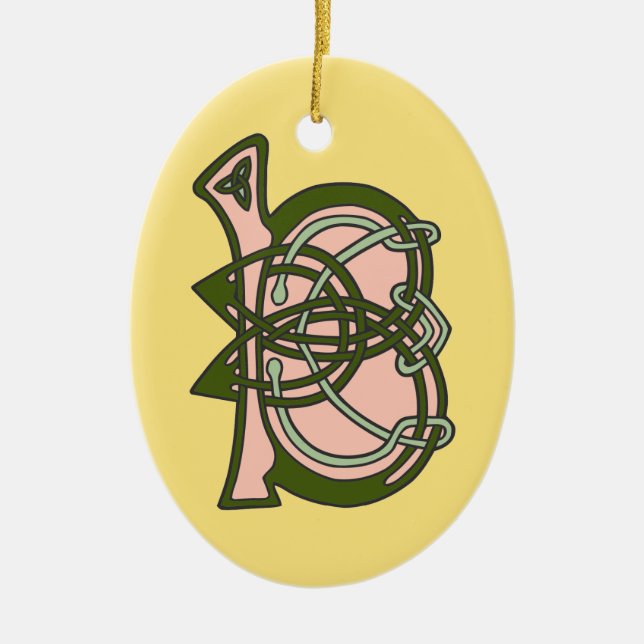 Celtic Knot letter initial monogram B Ceramic Ornament (Front)