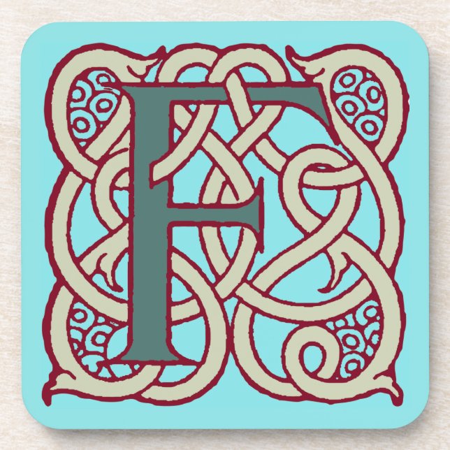 Celtic Knot letter initial monogram F Coaster (Front)