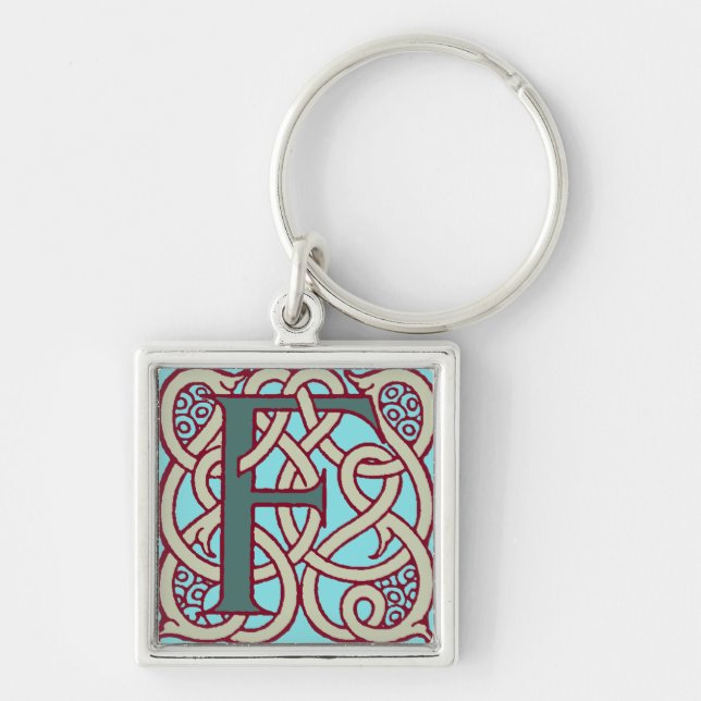 Celtic Knot letter initial monogram F Key Ring (Front)